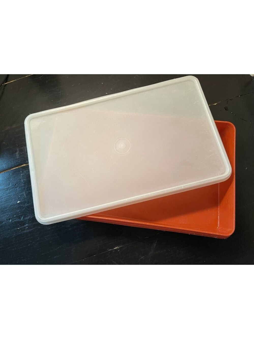 Vintage Tupperware Deli Lunch Meat Rectangle Container 794-8 W/Lid Paprika Red